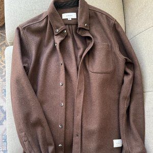 Anian Modern Melton Wool Shirt - Medium - Brown